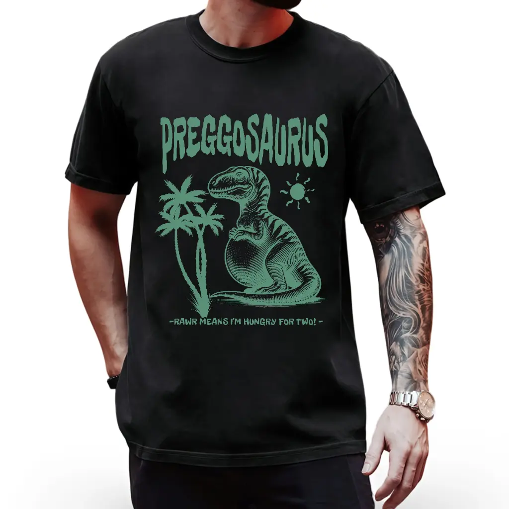 Funny Preggosaurus Maternity Shirt | Hungry For Two Dinosaur Tee