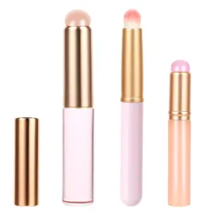 3 Pcs Reusable Silicone Lip Brush Round Head Makeup Applicator with Cover Multifunctional Beauty Tool for Lipstick Lip Gloss Balm Mask Concealer Eyeshadow