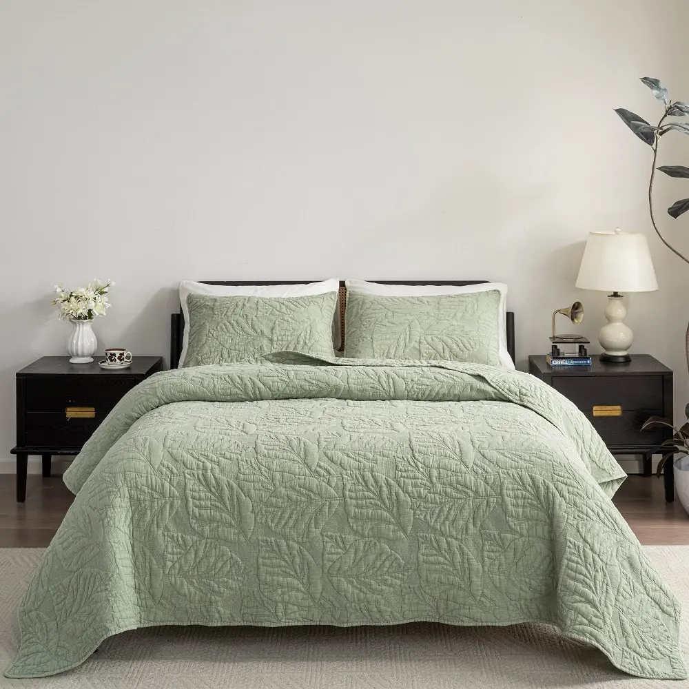 Washed 100% Cotton Quilted Bedspread - Lightweight & Breathable!​​  Queen/King Sizes