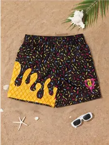 Boys' Beach Shorts, Summer Casual Surfing Short Pants, All-Over Print Design, Loose Fit, Ideal for Vacation & Outdoor Activities