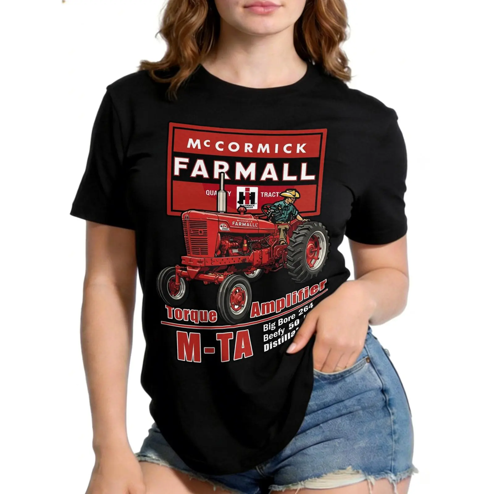 Vintage Farmall Tractor M-TA 100% Cotton Graphic T-Shirt | Heritage Americana Rural Nostalgia Tee for Dads, A Proud