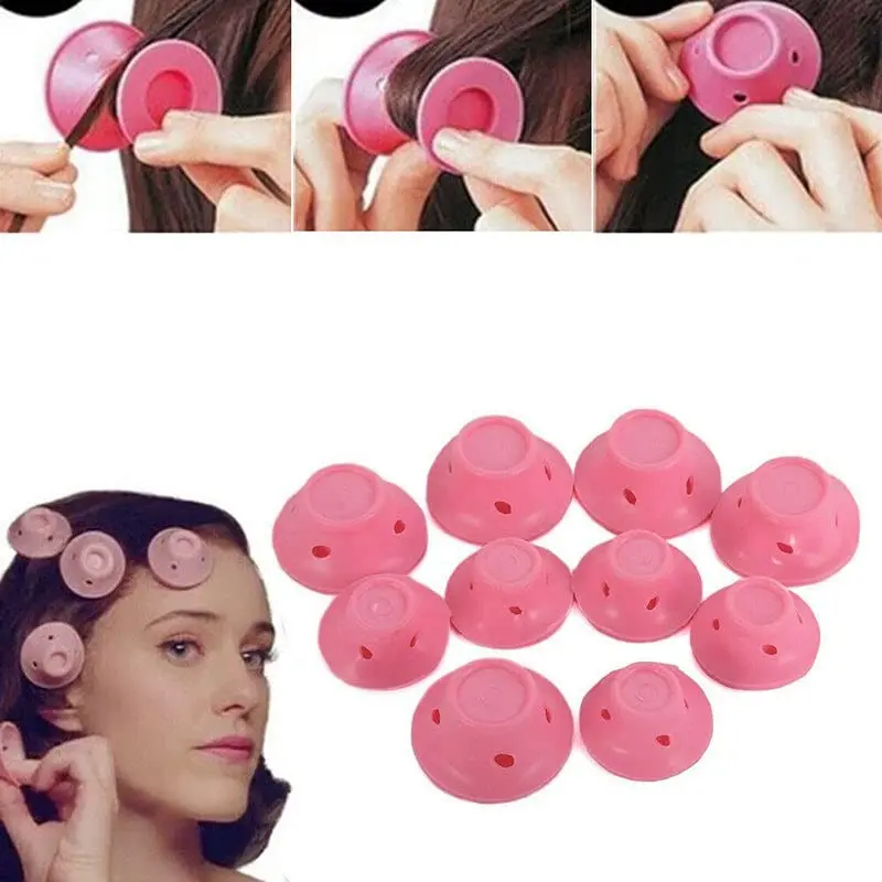 10 Pack No Heat Hair Rollers, DIY Magic Silicone Soft Curlers, Easy Use, Two Sizes, Perfect for Loose Waves and Spiral Curls, Hair Styling Tools, Heatless Styling Tools