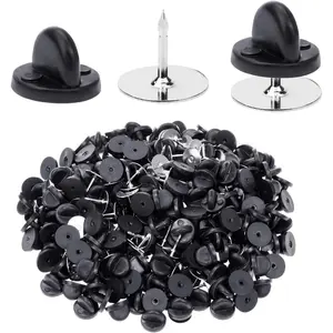 400pcs PVC Rubber Pin Backs Butterfly Clutch Pin Tie Tacks Blank for Uniform Badges Backing Holder Clasp Lapel Enamel (200 Sets)