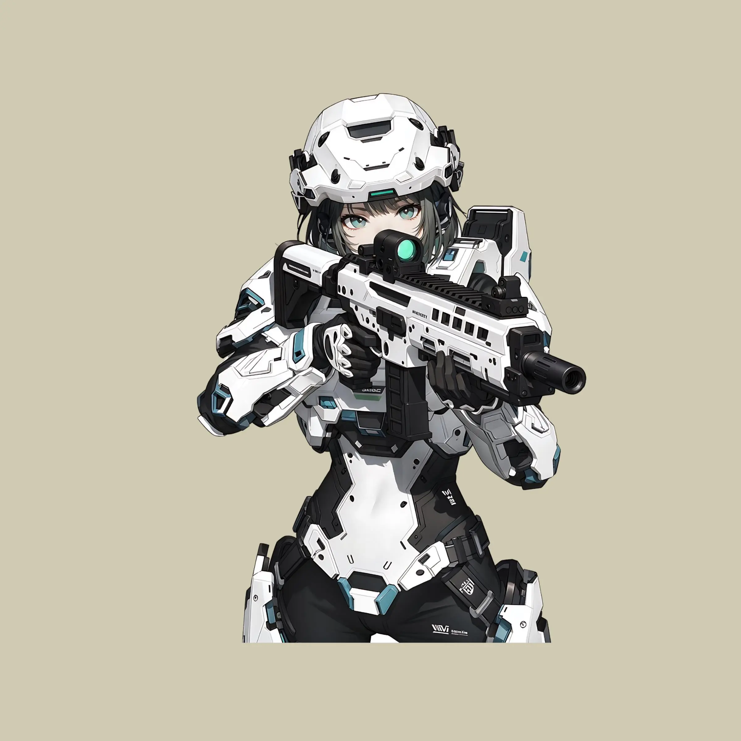 Anime Tactical Sniper Mecha Sticker, Sci Fi Armor Vinyl for PCs, Car Windows & Gaming Setups