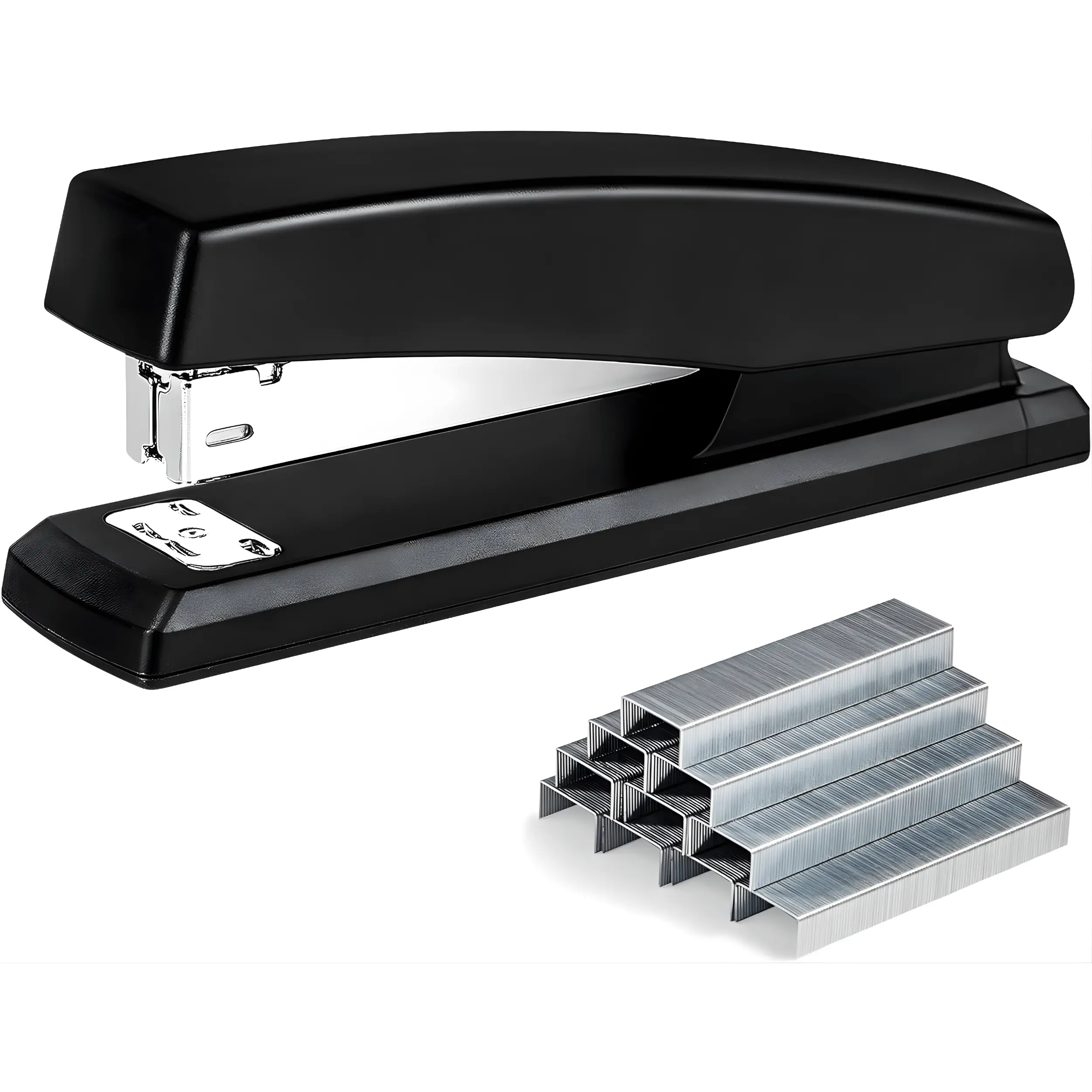 Office Stapler with 1000 Staples Pack of 1 or 3, 25 Sheet Capacity, Non-Slip Black Desk Stapler for Home, School & Office Use, Durable Smooth Stapling, Compact Heavy Duty Desktop Stapler