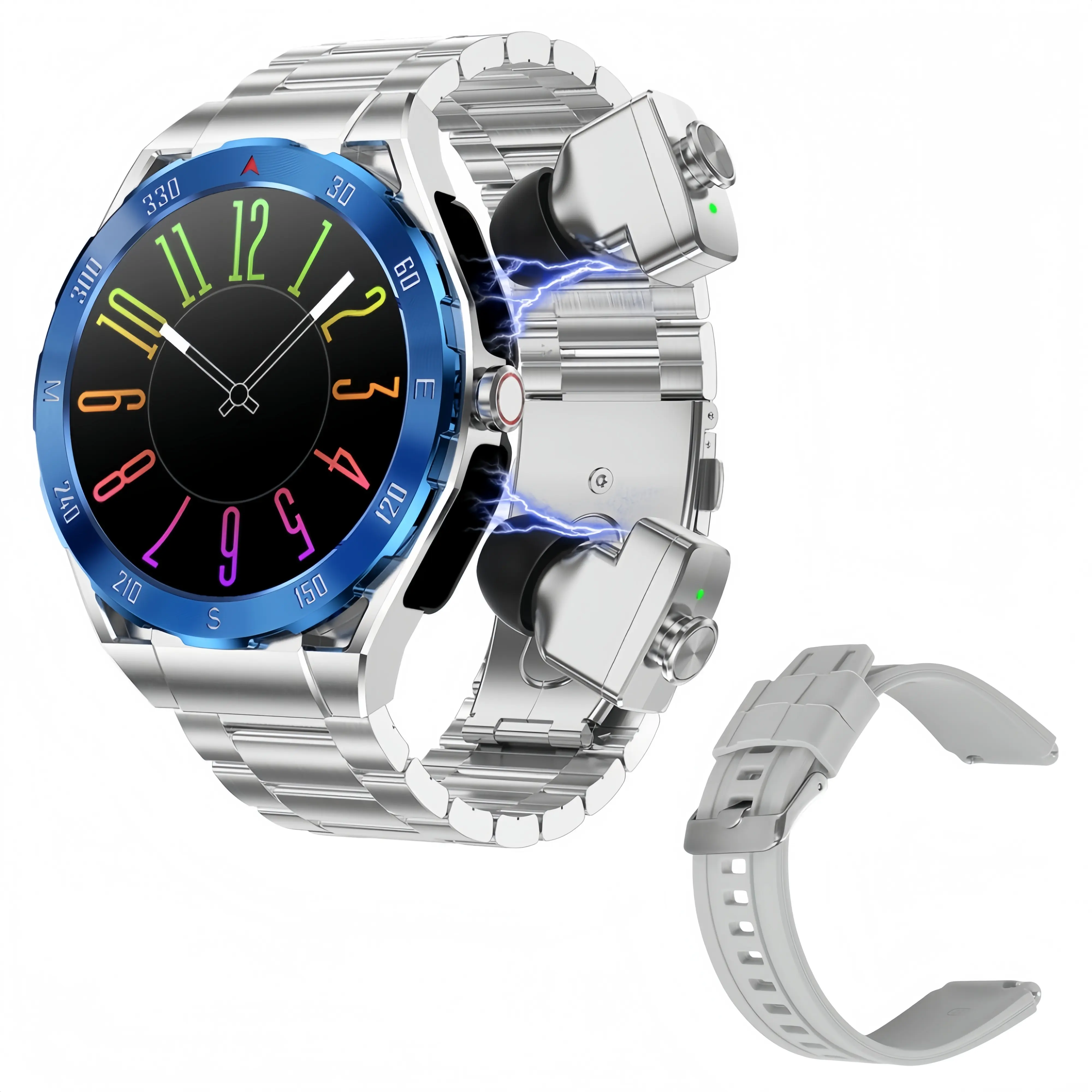 F33 High-Tech 3-in-1 Smart Watch with Built-in Bluetooth Earbuds, Offline Local MP3 Listening, Call Answering, Message Sync, Mini Games, AI Interaction, Waterproof for Commuting, Sports