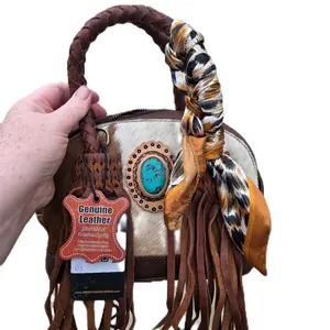 American Darling Cowhide Mini Speedy Bag | Turquoise Concho Fringe Crossbody Purse
