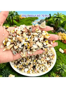 A pack includes mini conchs, seashells, starfish and other ocean ornaments. Perfect for micro landscape decor, ocean-themed parties, weddings, home decoration, fish tank & vase filling, and DIY craft making.