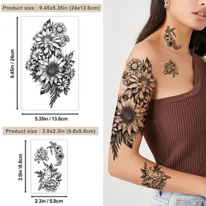 40 Sheets Waterproof Temporary Tattoos Flowers Rose Butterfly Fake Tattoo Mix Style Lasting Body Art Tattoo Stickers for Women