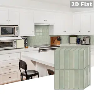 10PCS/Box GST Mint Green PE Foam Tile Stickers, Waterproof Shockproof Peel & Stick Tiles for Kitchen Bathroom Bedroom School Office Any Smooth Surface Home Decor
