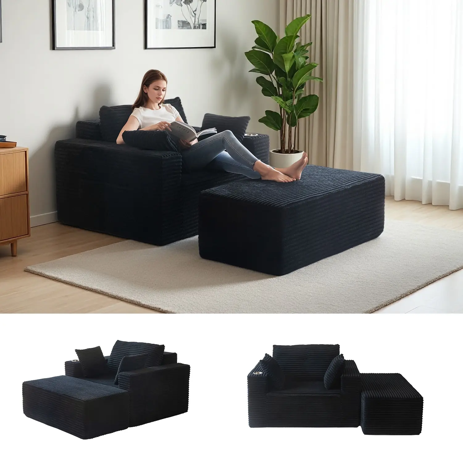 Black (Plush Corded Fabric)