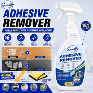 Adhesive Remover Spray 16.9oz, Fast-Acting Glue & Sticker Remover, Removes Labels, Tape, Gum & Grease, Multi-Surface Cleaner with Scraper & Towel household