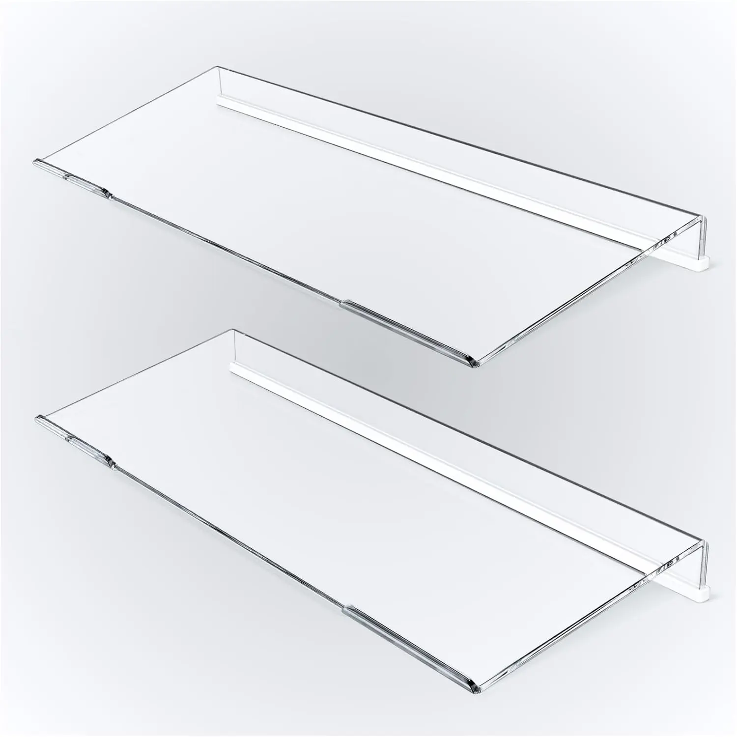 Ergonomic Computer Keyboard Stand - 2PCS Clear Acrylic Keyboard Riser Tilted Keyboard Holder Keyboard Tray with White Non-Slip Strip for Easy Typing at Home School Office Desk Accessories