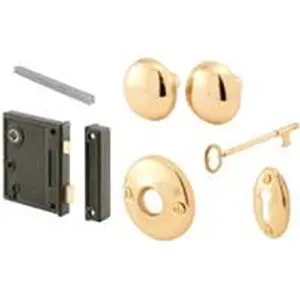 Prime Line Products E2437 Vertical Trim Lock Set - Doorknob with Skeleton Key, Door Security Lock