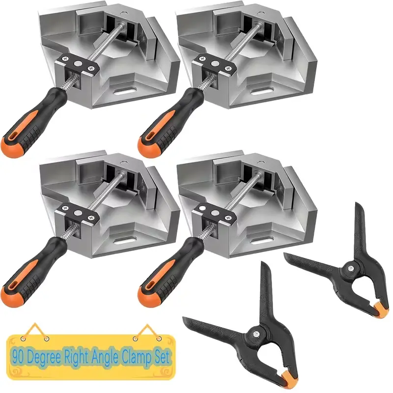 4-Pack Aluminum Alloy 90° Angle Hardware Secure Clamps, Woodworking Home Supply for DIY Furniture Assembly, Cabinet Frame Repair, Secure Clamp