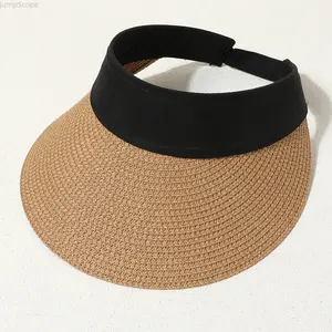Adjustable Straw Sun Visor with Wide Brim, UV Protection, Breathable for Women, Summer Sun Visor Hat - Lightweight, Foldable & UV Blocking for Beach, Golf & Outdoor Activities
