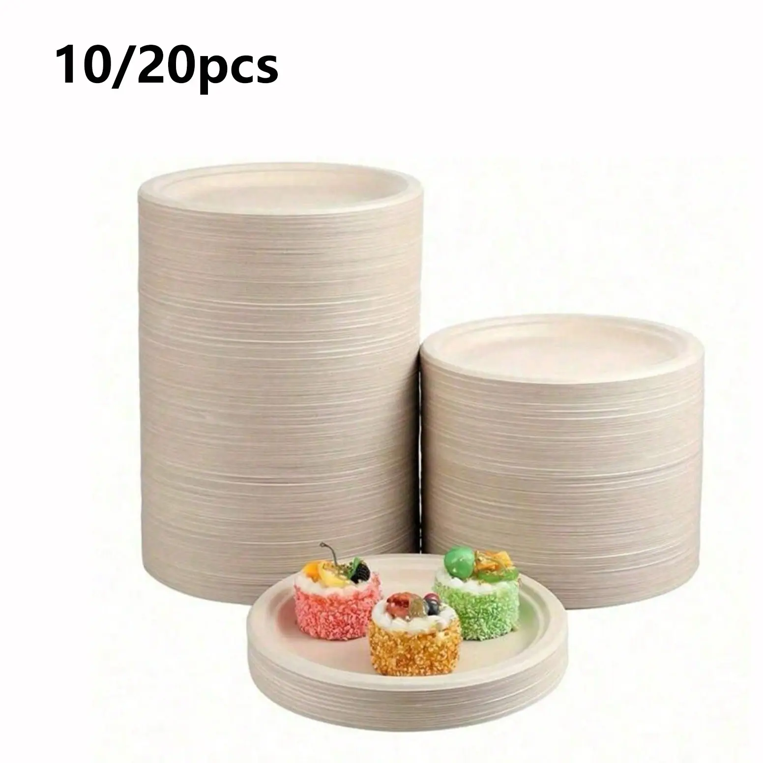 Luxury Bamboo Fiber Paper Plates, Reusable Leak-Proof, Disposable, Ideal for Celebrations, 10/20 Count, 6/9 Inch Thick, Reusable Party Plates