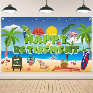 2D Flat Banner 1pc, Happy Hawaii Retirement Party Banner - Durable Decoration, Perfect for Summer Beach-Themed Celebrations, Retirement Celebration, Retirement Party Supplies, Retirement Photo Backdrop, Summer Party Decor, Beach Theme Supplies High Q