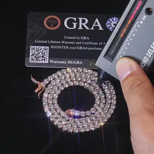 Sparkling VVS Moissanite Tennis Chain Necklace 925 Silver Rose Gold Plated Iced Out Round Cut Jewelry Gift for Women Anniversary