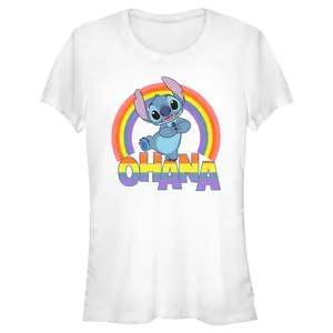 Junior's Women Lilo & Stitch Rainbow Ohana T-Shirt
