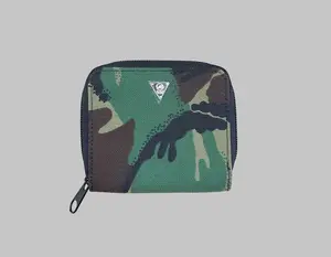 Mint Leather Camouflage Zip Wallet Camo Card Holder Compact Pouch
