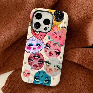 Whimsical Celestial Phone Case , Vibrant Moon & Floral Face Designs for Ultimate Style , Trendy Protective Cover for iPhone 7 8 X XR XS 11 12 13 14 15 16 17 Pro Max Plus Air ,Perfect Gift