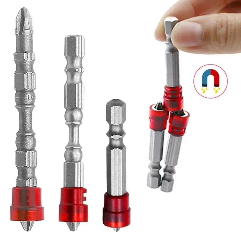 Magnetic Screwdriver Bits 1/4 Inch Hex Shank Drywall Bit Attachment Electric Screwdriver Cross-head PH2 Magnetic Screwdriver Woodworking Hardware Tools