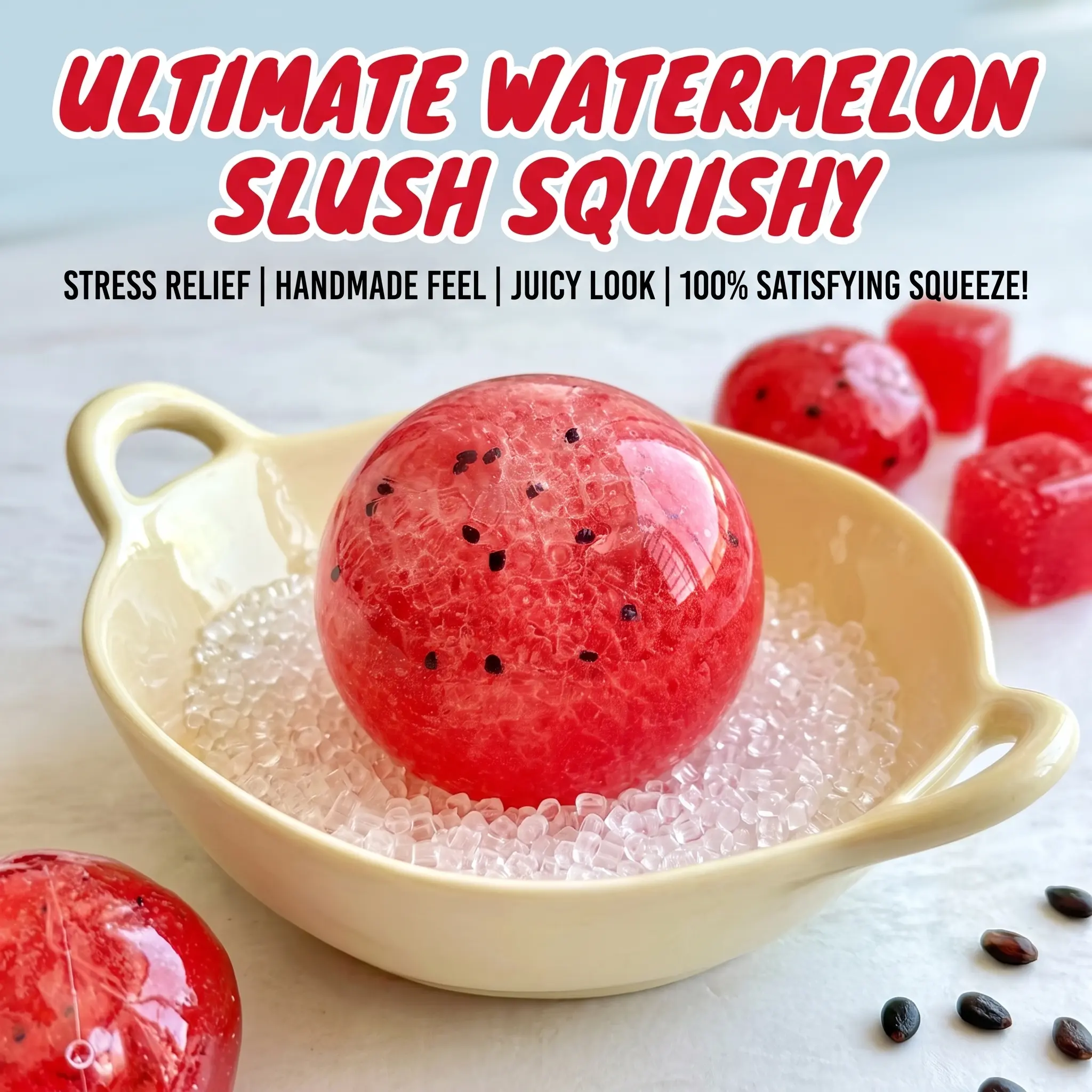 Watermelon Smoothie Squishy Stress Relief Toy - Soft Squeeze Fidget Item with Crinkly Sound, Slow Rising Decompression Sensory Plaything, Ideal Gift for Collectors