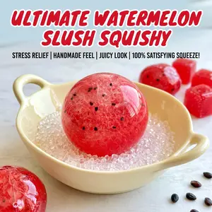 Watermelon Smoothie Squishy Stress Relief Toy - Soft Squeeze Fidget Item with Crinkly Sound, Slow Rising Decompression Sensory Plaything, Ideal Gift for Collectors