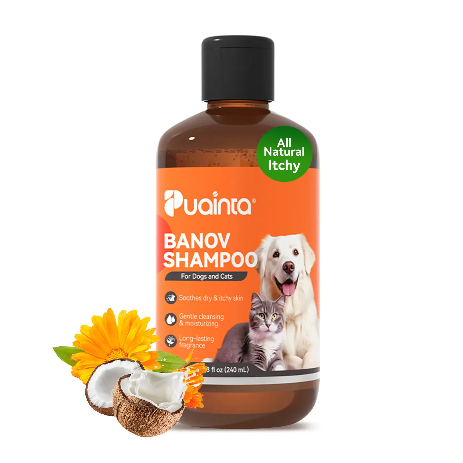 Puainta Banov Shampoo for Reducing Skin Disease - 8oz Plant-added formula, help dogs & cats skin health, improve fur problems, suitable for dandruff, itching, skin problems, cats shampoo, dogs shampoo #Summervibes #petlovers