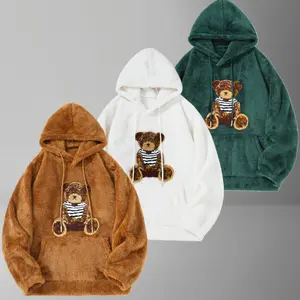 Men's Hooded Long Sleeve Sweatshirt Autumn Winter New Arctic Fleece Bear Thick Warm Casual Jacket Suitable for Daily Outings Menswear Tops fashion casual hoodie Hoodie with Artwork Graphic Hoodie with Pocket vintage hoodies fathersdaygift