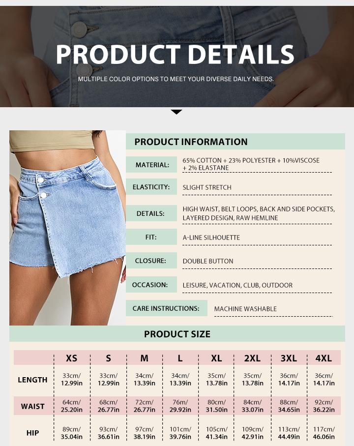 KatchMe Women's Leisure Layered High Waist Raw Hemline Denim Skorts, Chic Streetwear Outfits, Versatile Women's Bottom, Women's Summer Shorts