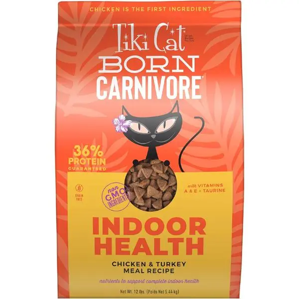 Tiki Cat Born Carnivore Indoor Health, Chicken & Turkey Meal, 12 lbs Bag