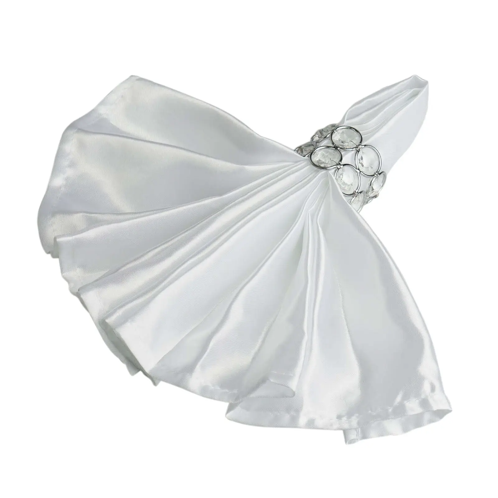 5-Pack Soft and Luxurious Square Satin Tableware Napkins, 20"x20" White Reusable Cloth Napkins for Weddings & Banquets