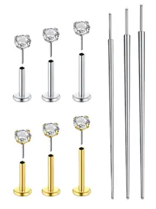 3pcs Threadless Push in Nose Studs, Stainless Steel Labret Piercing Jewelry, Tragus Monroe Lip Helix Cartilage Earrings Studs Body Jewelry