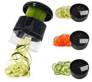 3 in 1 Vegetable Spiralizer Slicer, Adjustable Zucchini Carrot Noodle Maker, Cucumber Spiral Cutter, Easy to Use Kitchen Tool（Black）