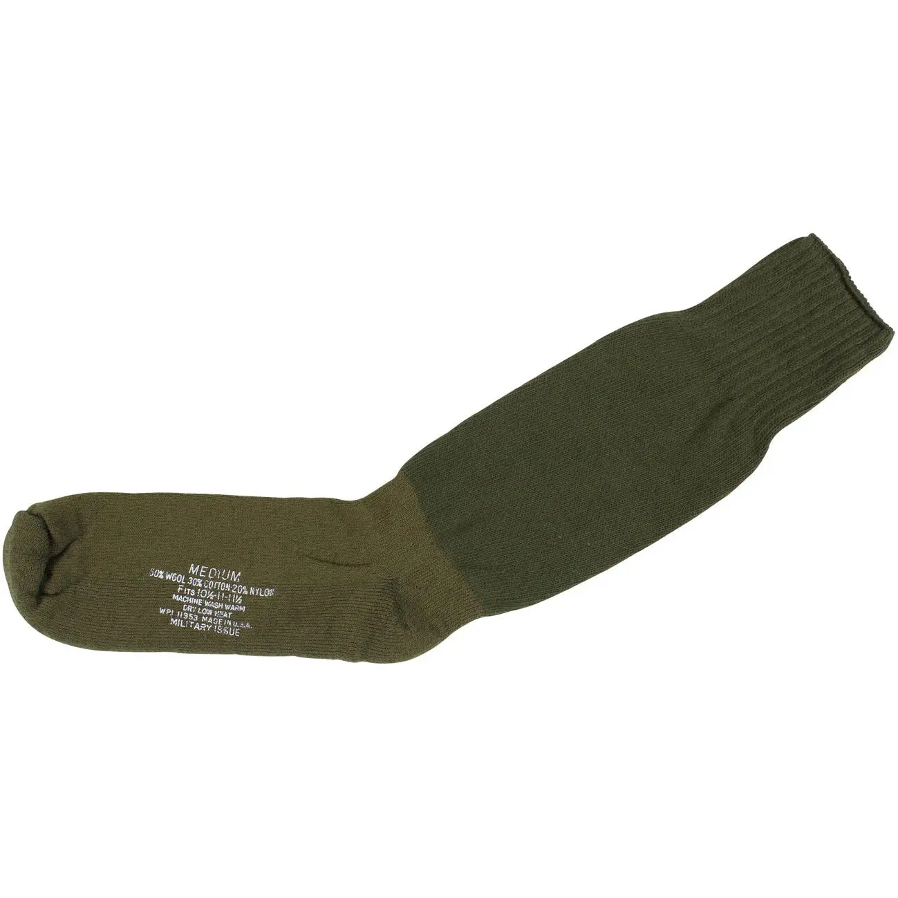 Unisex Fit Pair Military GI Style Mid-Calf Socks - USA Made, Olive Drab, Wool Cotton Nylon Blend, Cushion Sole, Stitched Edge, Lightweight, Military Specs, All Seasons, Menswear