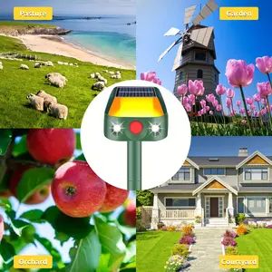 360° Solar Ultrasonic Animal  with Upgraded Flame Light Motion Activated Waterproof Outdoor Repeller for Cats Dogs Deer Squirrels Raccoons & More Yard Garden Farm Protection Automatic Mouse Trap Electronic Mosquito Zapper Roaches  Home repellent Spin