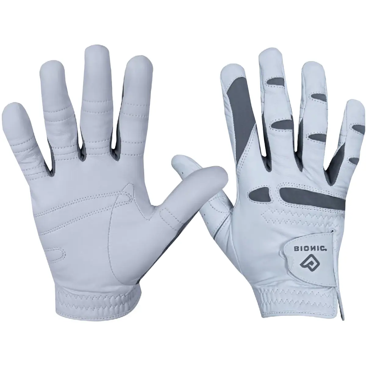 Bionic Men's Right-Hand Leather Golf Glove, Flexible Adults' Performance Grip Pro with Lycra Gussets, White Golf Accessory, Grip Golf Gloves