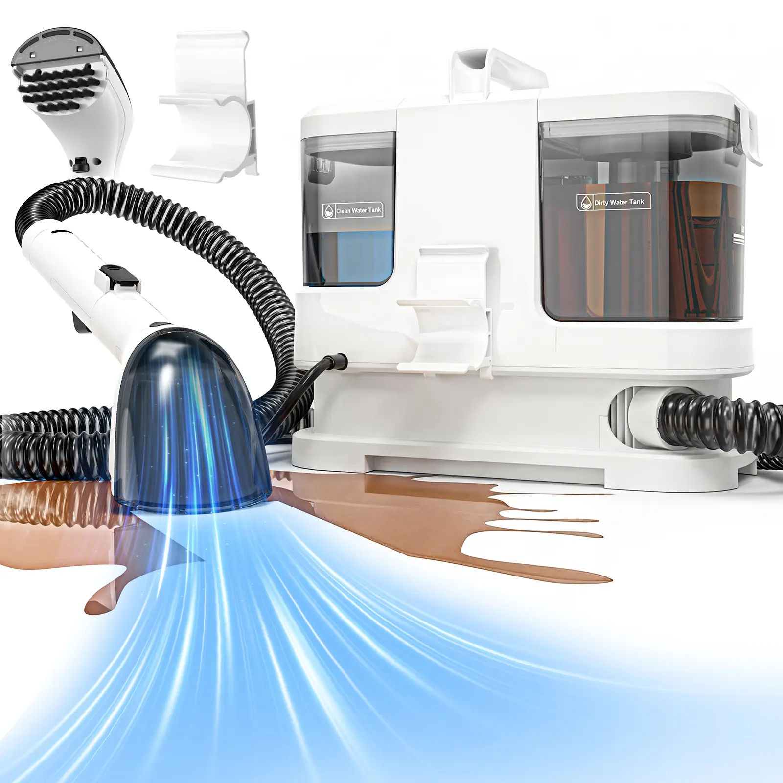 Portable Spot Cleaner Machine: 12KPa Powerful Suction for Carpet & Upholstery, 400W Pet Stain Remover for Couch, Car Seats, Mattress, Rugs | Dual Tank & Self-Cleaning Hose System carpet cleaner machine