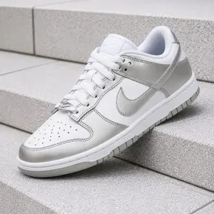 Nike Dunk Low Metallic Silver FV1311-100 Women's Fashion Sneaker New