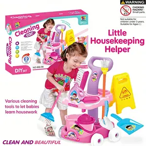 Sweeping Toy Set, Cleaning Playset, Broom and Dustpan Combo, Kids Housekeeping Cleaning Cart, Indoor Outdoor Camping Picnic Essential Toy