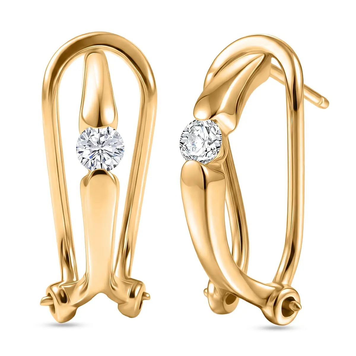 Luxuriant Lab Grown Diamond (G-H, SI) Earrings in 18K Vermeil YG Over Sterling Silver 0.30 ctw