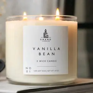 Handmade Vanilla Soy 3 Wick Candle for Home Decor