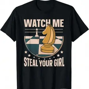Chess Knight Steal Your Girl Oversized T-Shirt, Unisex Retro Chess Board Graphic Tee, Game Day Casual