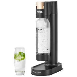 fathersdaygift VEVOR Sparkling Water Maker, Soda Maker Machine for Home Carbonating, Seltzer Water Starter Kit with BPA free 1L PET Bottle, Compatible with Mainstream Screw-in 60L CO2 Cylinder(NOT Included), Black