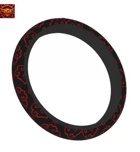 Japanese Cloud Anime Steering Wheel Cover | Red Cloud Car Accessories | Anti-Slip Colorful Car Decor Gift for Anime Fans