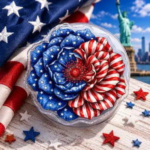 Patriotic USA Flag Flower Magsafe Phone Grip - Magnetic Pop Socket & Kickstand - 4th of July iPhone Accessory Gift