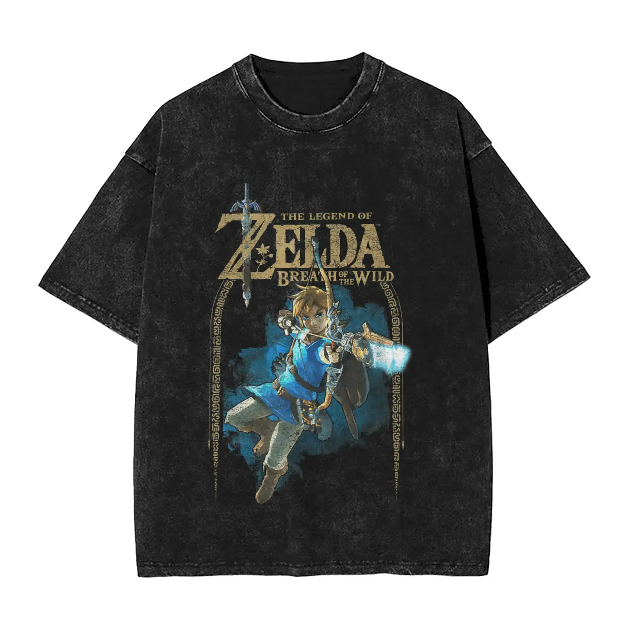 The Legend of Zelda: Breath of the Wild Link Vintage Wash Graphic T-Shirt - Unisex Retro Gaming Tee