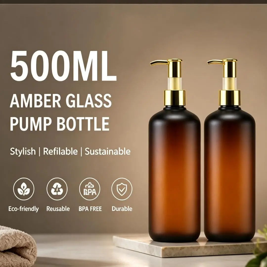 500ML Refillable Pump Bottle, Pump Head, Ideal for Shampoo, Conditioner, Hand Soap, Lotion, Eco-Friendly, Bathroom & Kitchen Use, Soap Dispenser, Liquid Dispenser, Soap Container